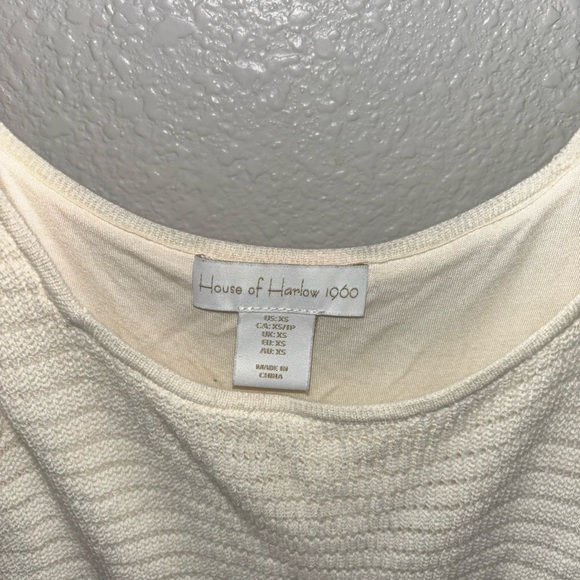 House of Harlow 1960 Ruffled Pointelle Mini Dress Ivory Knit XS Women - Picture 4 of 5